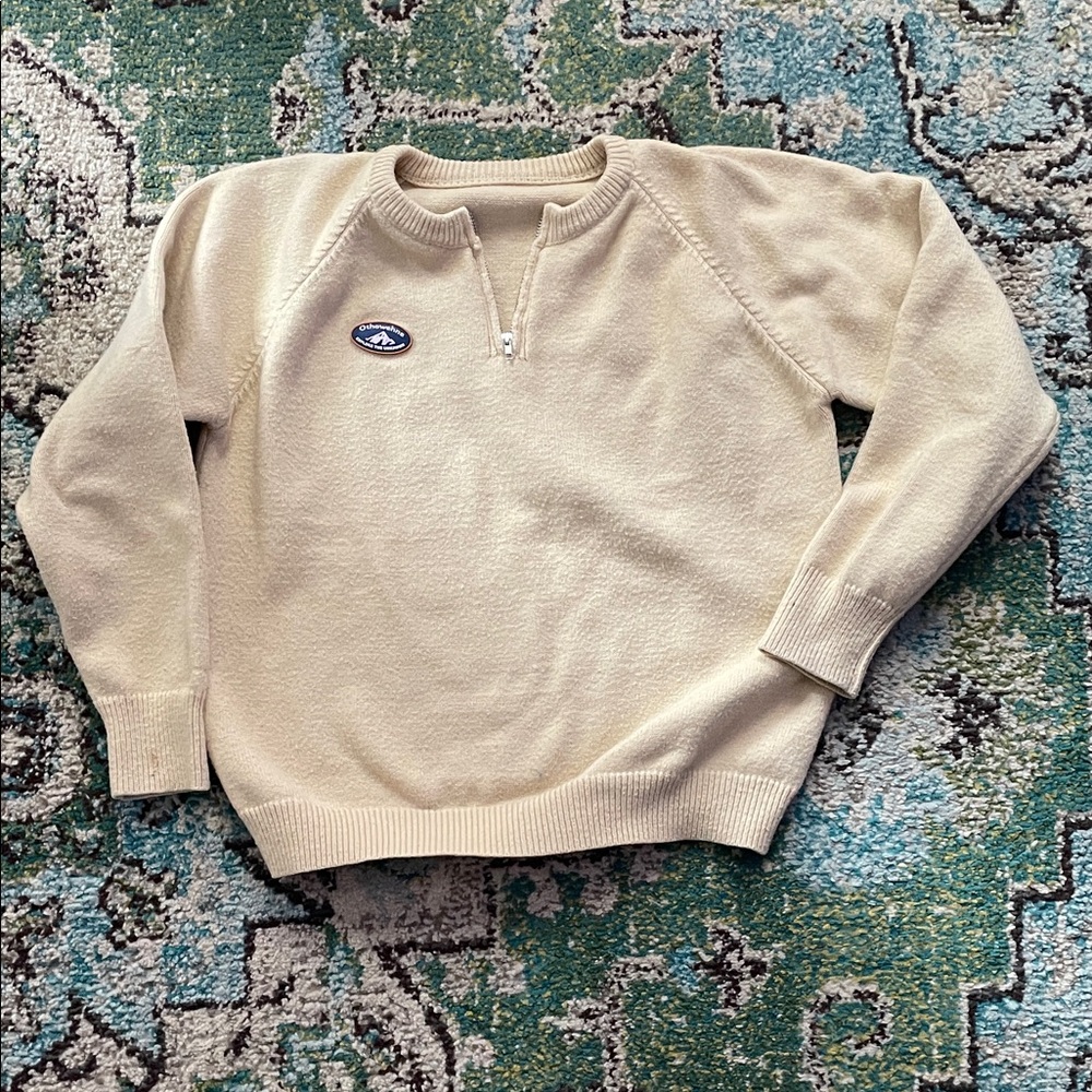 Vintage Cream Sweater with Half-Zip Mama